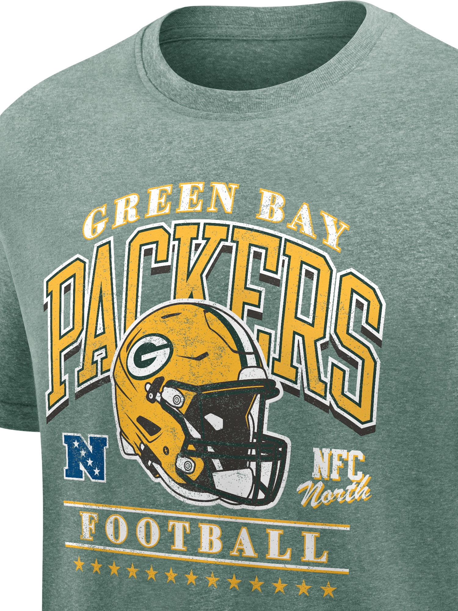 NFL Green Bay Packers Men's Synthetic Green Heather Short Sleeve T-Shirt