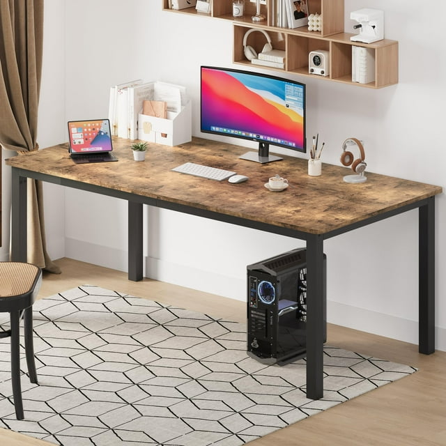 GloryStar Industrial Dining Table (71-Inch Rectangular) – Seats 4 to 6 People, Features Metal Legs & Rounded Corners, Quick Assembly, Chairs Not Included