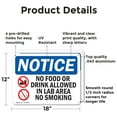 thumbnail image 2 of (2 Pack) No Food Or Drink Allowed In OSHA Notice Sign 18 Inch X 12 Inch Indoor / Outdoor Rust-Free Aluminum Metal Signs for Workplace, Workshop, and Construction Site, Made in the USA, 2 of 8
