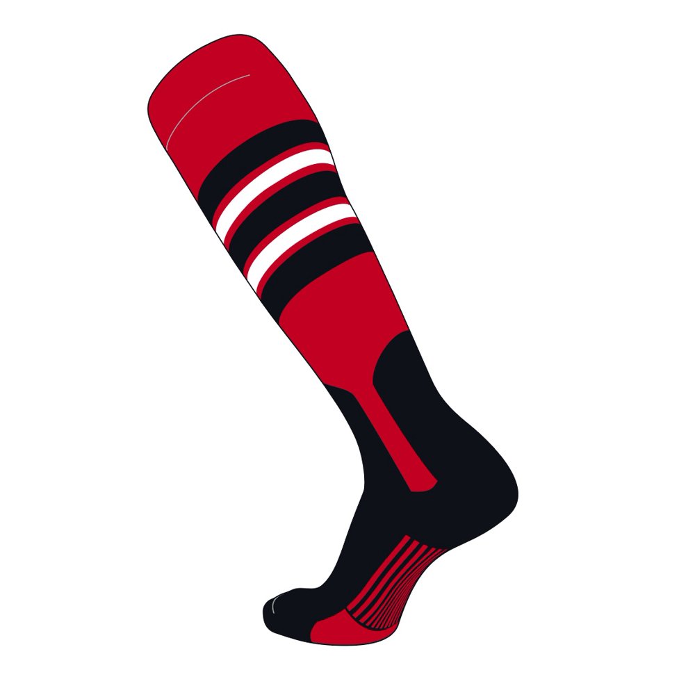 TCK TCK Elite Baseball Knee High Stirrup Socks (F, 7in) Red, Black