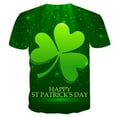 thumbnail image 3 of Mens Green Tee Shirt St. Patrick's Day Casual Round Neck Tops Spring Fashion Print Couple Short Sleeve Tshirts, 3 of 3