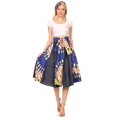 thumbnail image 5 of Sakkas Dayo Circle Mid Skirt with Elastic Waist Colorful Ankara African Wax Dutch - 13-YellowRoyalPeach - One Size Regular, 5 of 5