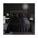 thumbnail image 4 of Juego de cama de 3 piezas de satén de seda color crema con sábana bajera, sábana encimera, funda de almohada, transpirable, suave y cómodo, color negro (doble), 4 of 5