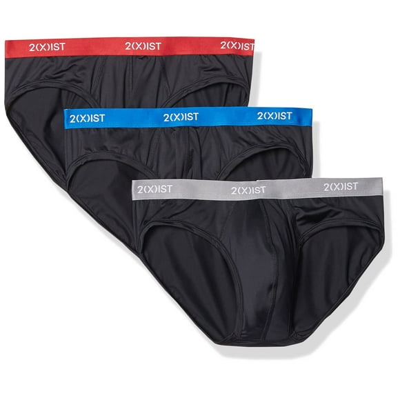 2(X)IST Men's Micro Speed Dri No Show Brief 3-Pack,Lapis/Scotts Red/Sharkskin,X-Large