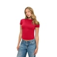 thumbnail image 5 of Natural Uniforms Womens Buttery Soft, Super Stretch Y2K Long Sleeve Baby Tee Crop Top (Red, XX-Small), 5 of 6