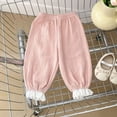 thumbnail image 2 of 2-3T Infant Baby Solid Color Lightweight Jogger Pants, Elastic Waist Lace Ruffle Lantern Casual Trousers for Toddler Girls Pants,Pink, 2 of 4
