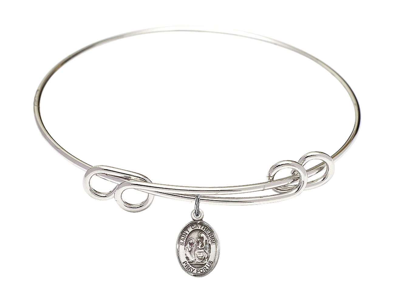 Catherine Of Siena Charm On A 8 Inch Round Double Loop Bangle Bracelet St 