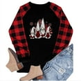 thumbnail image 4 of Christmas Graphic Tee Shirt for Women Plaid Long Sleeve Crewneck T-Shirt Merry Christmas Print Holiday Gift Tops, 4 of 4