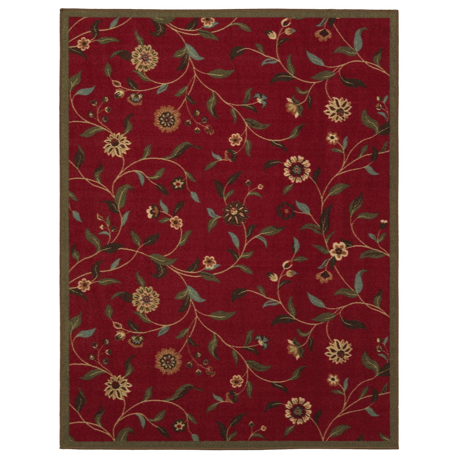 Tapis contemporain à motif de feuilles et à sous-couche en caoutchouc de la collection Ottohome