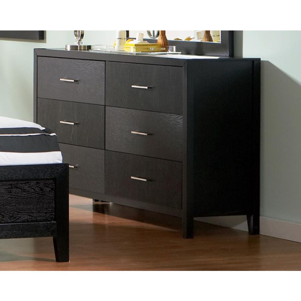 Simple Relax 6-Drawer Two-tone Design Wood Dresser, Black ...