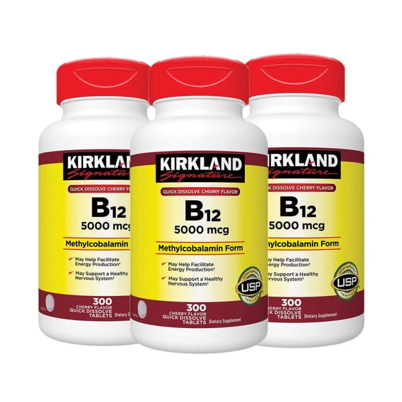 3 Pack | Kirkland Signature Quick Dissolve B-12 5000 mcg., 300 Tablets