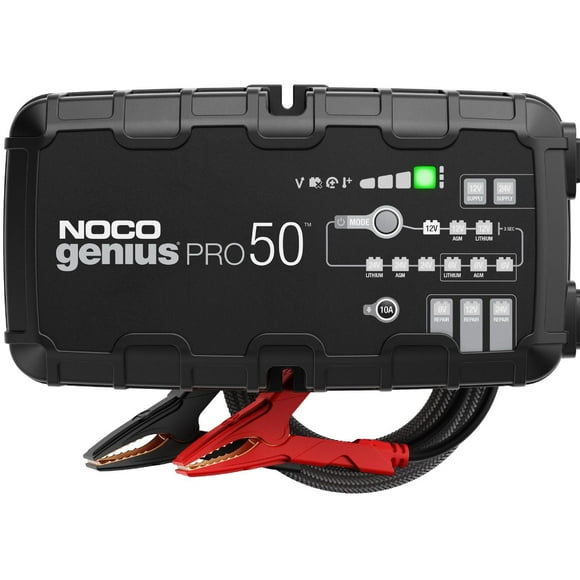 NOCO GENIUSPRO50, 50A Smart Car Battery Charger, 6V, 12V and 24V Portable Automotive Charger, Battery Maintainer, Trickle Charger and Desulfator for AGM, Lithium, Marine, Boat and Deep Cycle Batteries