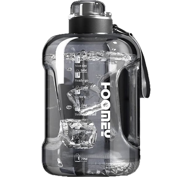 WEHUSE 50 oz Water Bottle with Time Marker - Straw & Chug Lid - BPA Free Half Gallon Gym Water Bottle with Handle - Big Gallon Jug