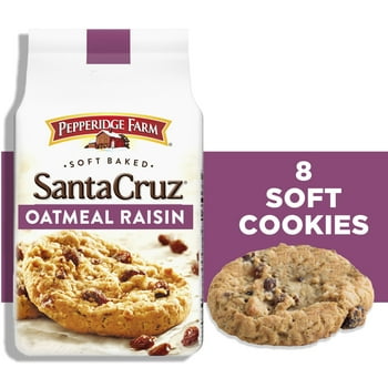 Pepperidge Farm Santa Cruz Oatmeal Raisin Cookies, 8 Soft Baked Cookies, 8.6 oz. Bag