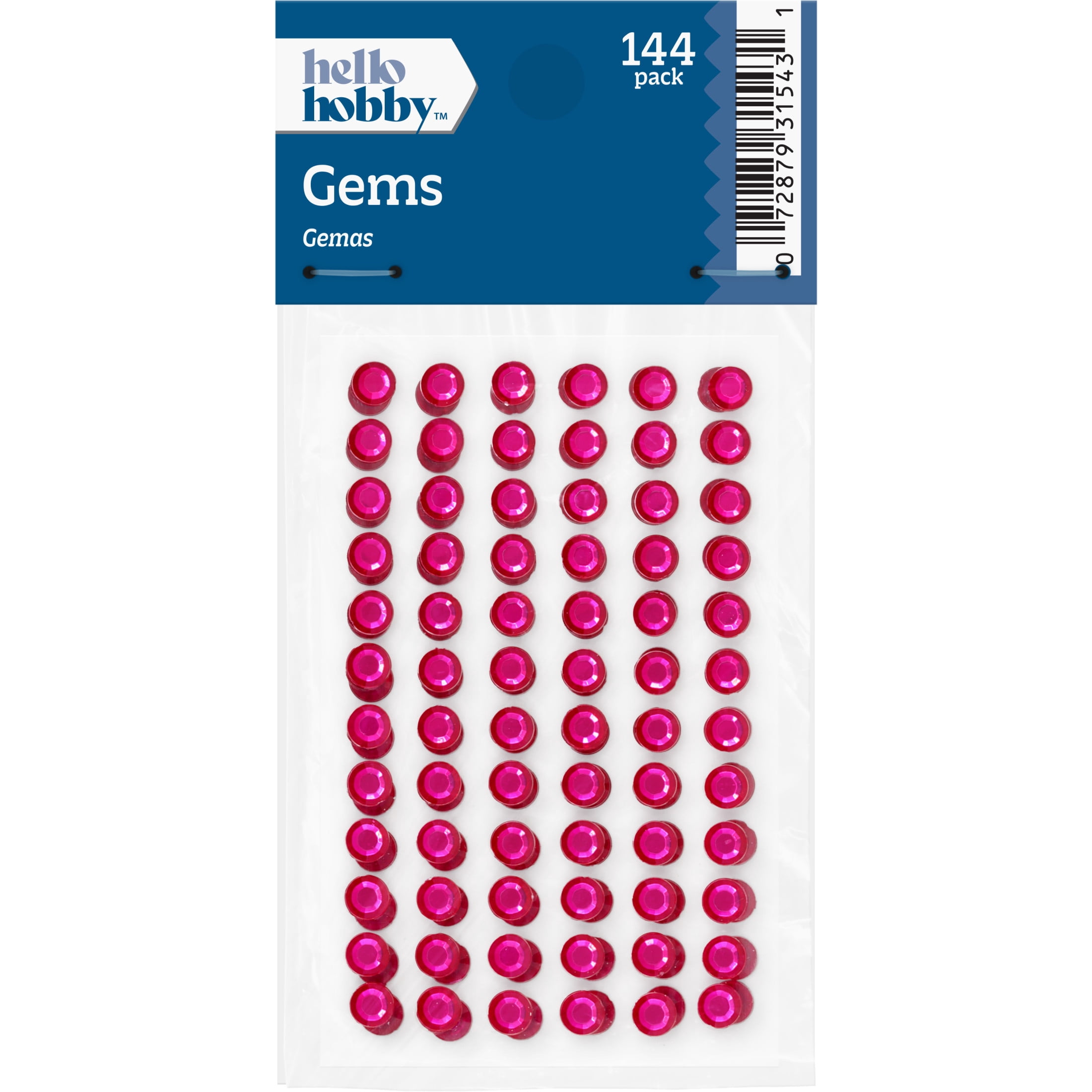 Hello Hobby Accessories Adhesive Gems Hot Pink, 144 piece