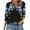 Navy, variant on Womens Tops Casual 3/4 Length Sleeve V-Neck Floral Printed Smocked Cuffs Dressy T-Shirts Ladies Tunic Tops