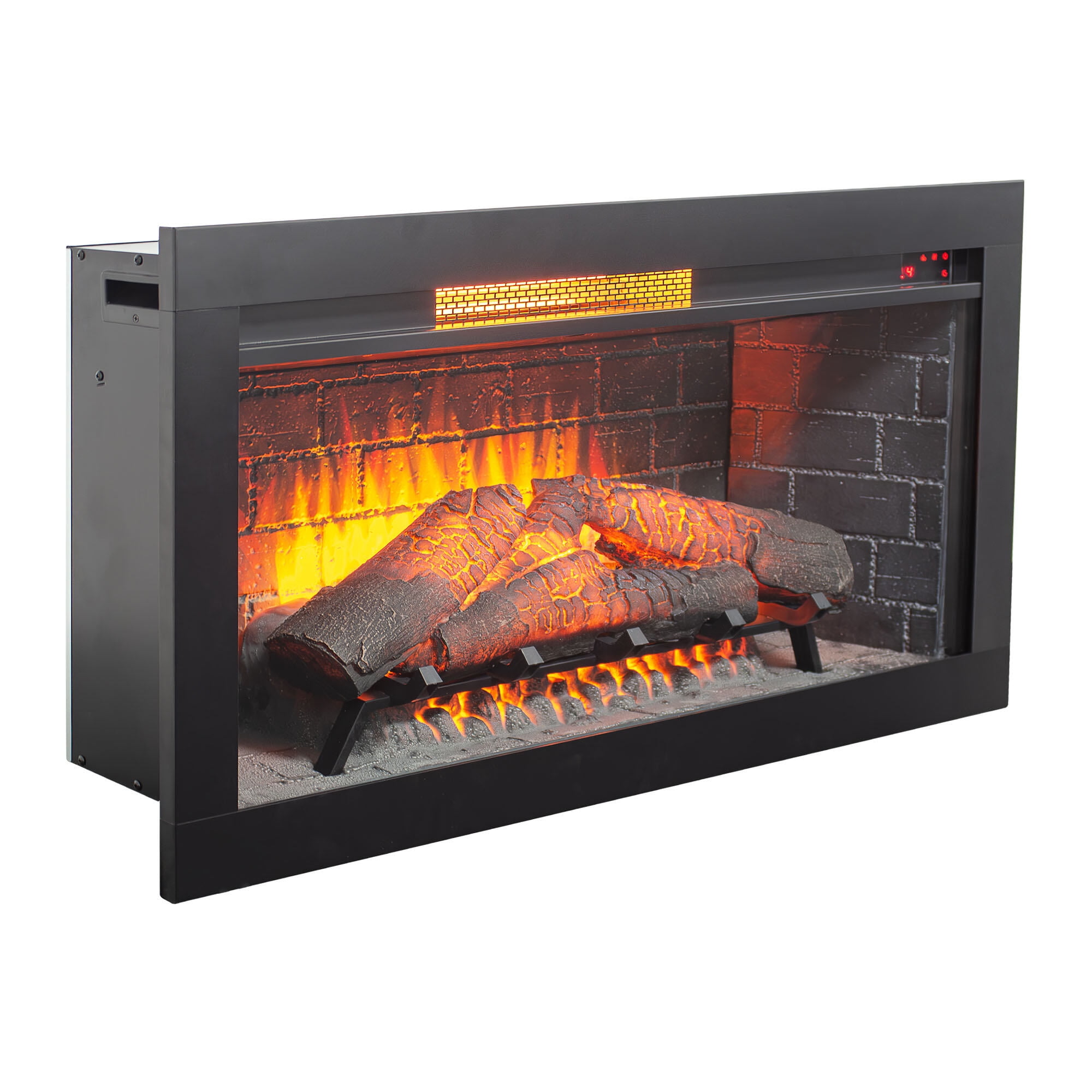 Electric Indoor Fireplaces, 36 inch Infrared Electric Fireplace with Removable Trim kit Insert, Touch Panel Home Decor Heater, Antique Black Indoor Fireplaces,Fireplace Tools Set