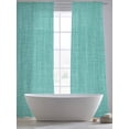 thumbnail image 6 of Vintage Teal Green Semi Sheer Window Curtains 84 Inches Long, Farmhouse Retro Solid Color Linen Texture Rod Pocket Voile Chiffon Curtain Light Filtering Drapes for Living Room, 52"x84", 2 Panels, 6 of 9