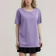 thumbnail image 2 of T-shirt pour Femmes à Manches Courtes, Col Rond, T-Shirt Basique, Hauts d'Été pour Femmes, Vêtements pour Femmes, 2 of 5