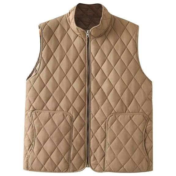 LIaqionyy Women Vest Jacket Quilted Lightweight Zip up Sleeveless Casual Warm Winter Outerwear with Pockets