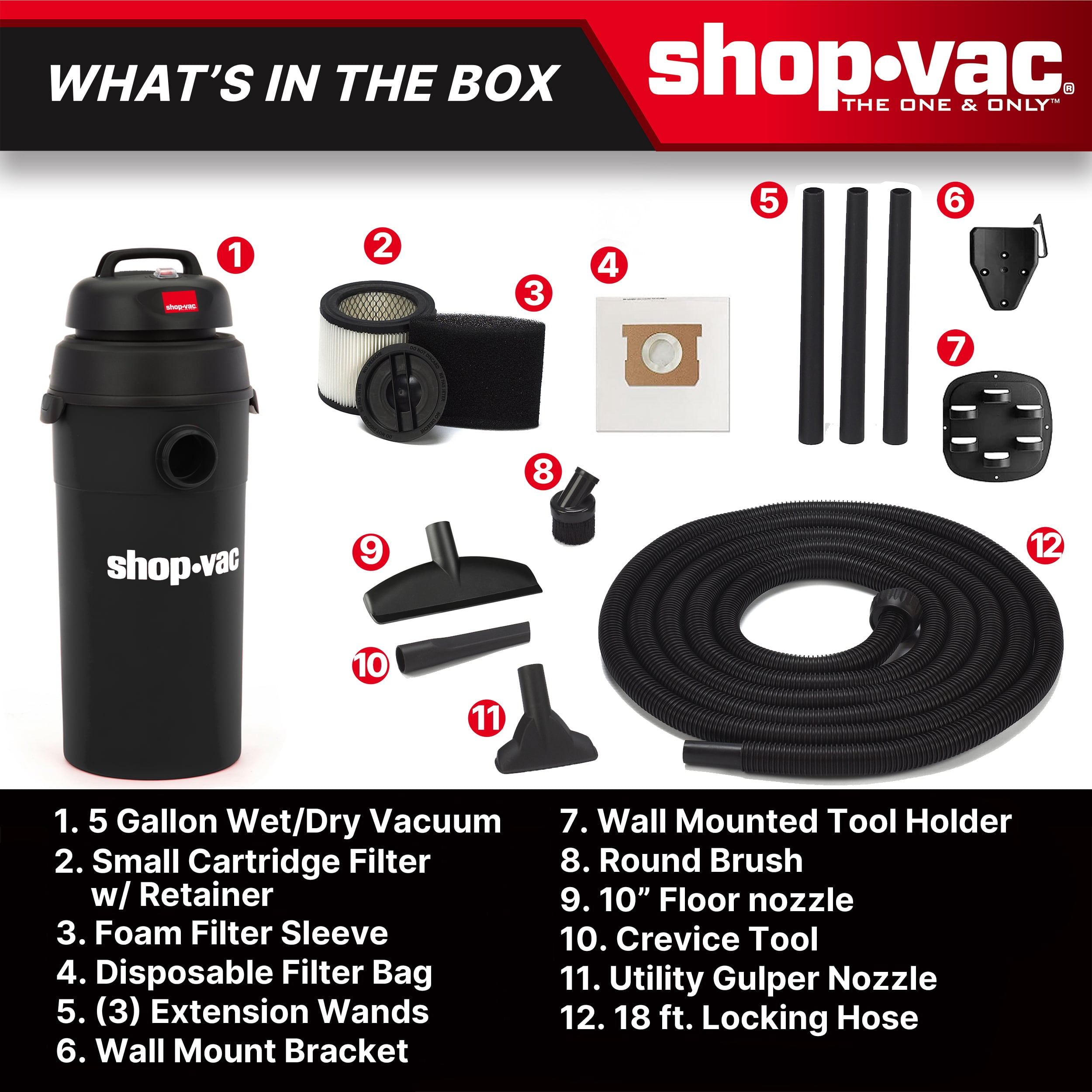 Shop-Vac 5 Gallon 5.0 PHP Wall Wet & Dry Vacuum
