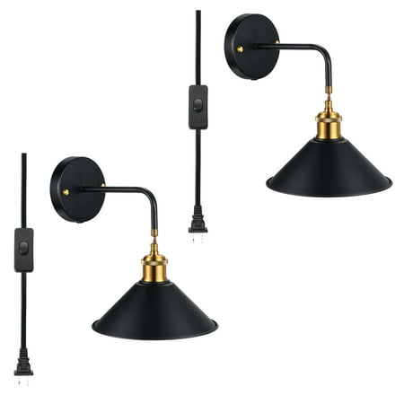 

Uxcell Plug in Wall Sconces Wall Sconce Lighting Wall Lamp with Switch for Bedside Back 2 Pack