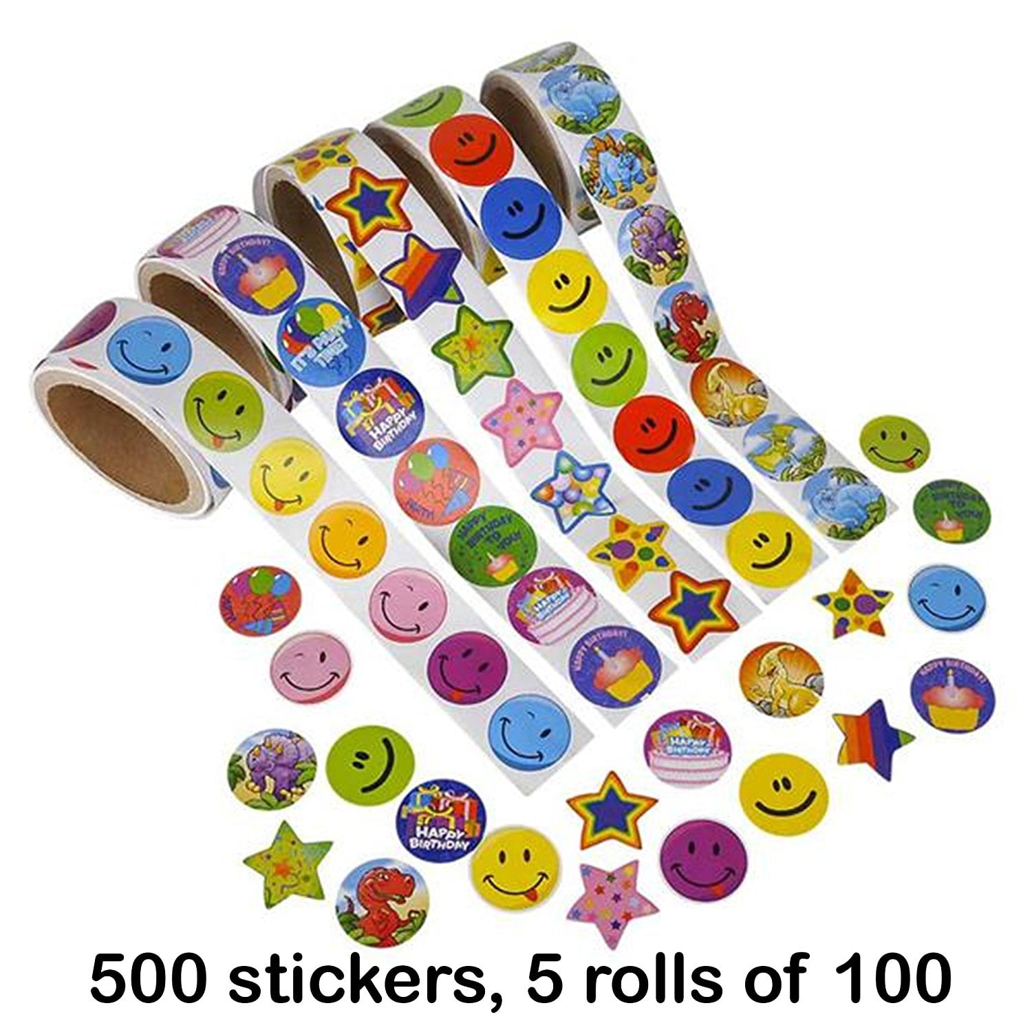 500 Sticker roll assortment, 5 rolls