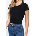 thumbnail image 3 of Women's Short Sleeve Crew Neck Crop Top - Soft Cotton Spandex Jersey 2-Pack, 3 of 5