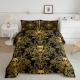 thumbnail image 2 of Manfei Abstract Skull Comforter Sets Queen Size,Bohemian Damask Bedding Queen Comforter Set,Gothic Style Comforters & Duvets,Breathable Halloween Room Decor,Reversible,3 Pieces, 2 of 8