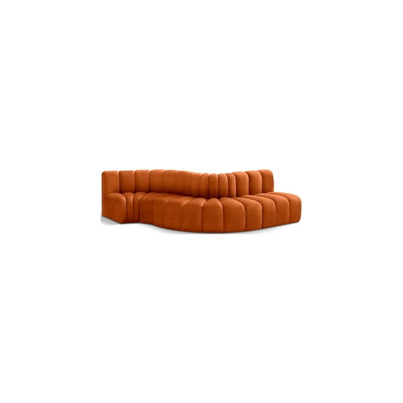 Meridian Furniture Arc Cognac Velvet Modular Sectional