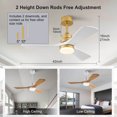 thumbnail image 5 of Eowynic 42 inch Gold and White Modern Dimmable LED Ceiling Fan with Remote Control, Reversible DC Motor, 3 Solid Wood Blades, 5 of 8