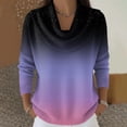 thumbnail image 2 of Dwralegc Holiday Sweaters for Women Dressy Trendy Multicolor Cowl Neck Knit Blouses Jumper Pullover Long Sleeve Fashion Autumn and Winter Sweaters Purple Pink 2XL, 2 of 5