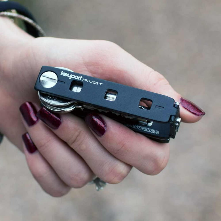 Keyport Pivot Key Organizer - Pocket Key Holder - EDC Multi-Tool Keychain -  Modern Swiss Army Key Chain with Lost & Found All-In-One (Black) 