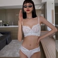 thumbnail image 2 of Conjunto de sujetador de encaje ultrafino, transpirable y sexy para mujer, push-up, cómodo, de pecho grande y pequeño, 2 of 6