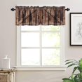 thumbnail image 3 of Rustic Wooden Barn Door Valance Curtain Wood Farmhouse Art Printed Rod Pocket Valance Window Treatments 1 Panel Short Curtains for Kitchen Bathroom Bedroom 54 x 18 in, 3 of 6