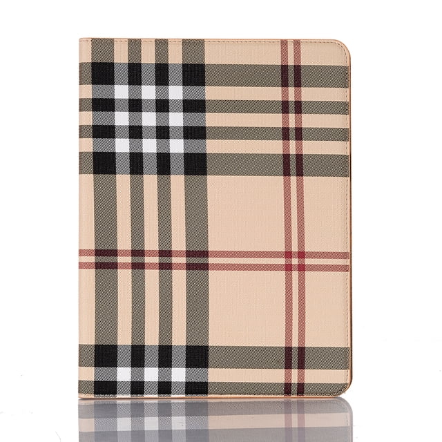 fashion luxury plaid pattern Leather Tablet Protective Case with Card Clip for iPad 9.7 10.2 11 12.9 Inch Air5 4 Mini 6 5 4 3 2 Beige ipad10.2 2019 2020
