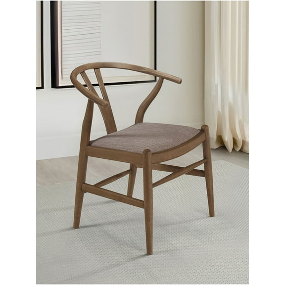 JERFIT Wishbone Dining Chairs, Set of 2, Walnut Wood and Fabric Upholstered Side Chairs for Kitchen, Dining Room, Patio