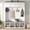 White, variant on 59" Farmhouse Hall Tree with Bench & Storage, 4-in-1 Entryway Organizer with 4 Cabinets, 4 Hooks, Open Compartments, Wood-Grain Accent, for Hallway, Mudroom, White