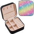 thumbnail image 2 of SKYSONIC Rainbow Leather Jewelry Box,Portable Mini Jewelry Case Traveling Jewelry Organizer for Rings Necklaces Bracelets Earrings, 2 of 7
