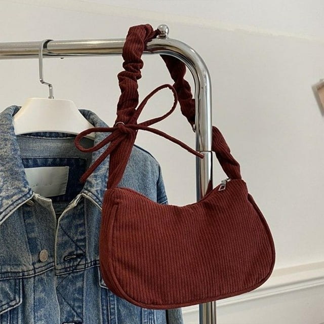 Bolso de hombro de moda femenina | Material de licra | Bolso informal, estilo mensajero, correa ajustable | Organizador de cartera | Negro, Rojo, Caqui, Marrón, Blanco | 22x14x7,5 cm | Tote versátil