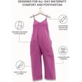 thumbnail image 3 of Lahloya Maternity Jumpsuit for Women, Wide Leg With Pockets,Casual Summer Overalls Jumpers Spaghetti Strap Baggy Long Pants Rompers with Pockets, 3 of 12