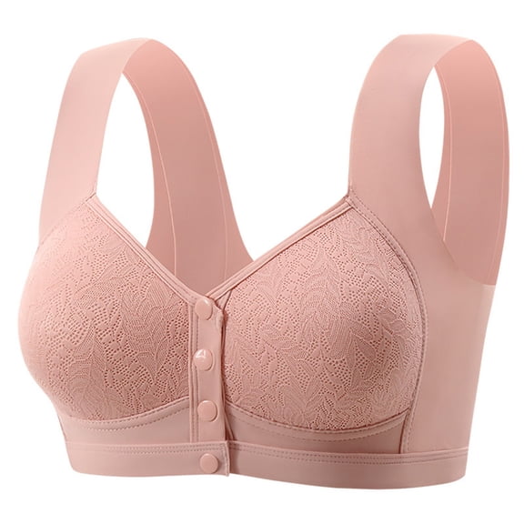 Aofany Front Closure Bras for Older Women No Underwire Front Closure Comfort Senior Wireless Snap Closing T-Shirt Bra, 38B/C-46B/C