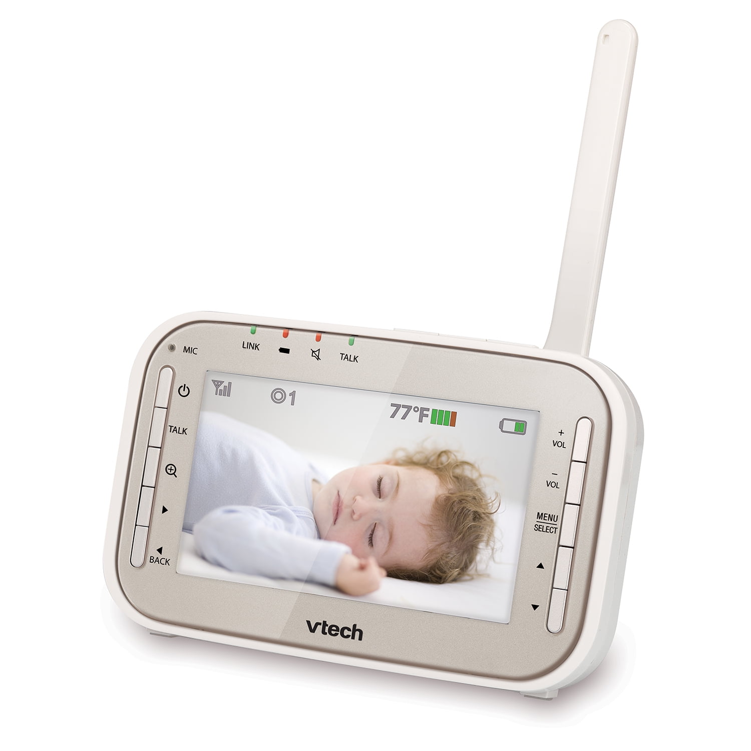 VTech VM343 Expandable Video Baby Monitor with Pan & Tilt Camera and Automatic Night Vision, White