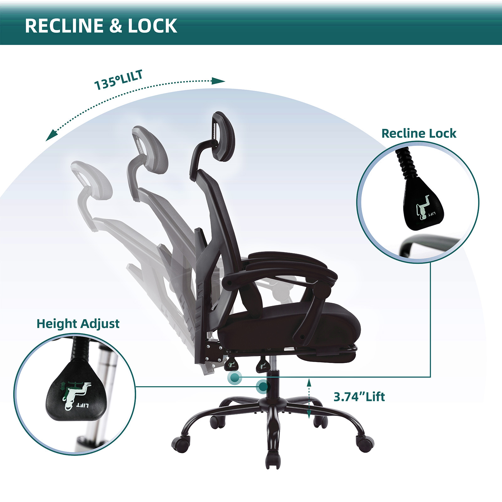 Yoyomax Ergonomic Office Desk Chair - High Back Mesh for Big & Tall ...