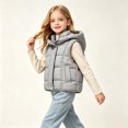 thumbnail image 6 of LOINRODI Girls Puffer Vest, Quilted Snap Button Sleeveless Hooded Warm Padded Outerwear for Cold Weather Gray Size 9-10, 6 of 9