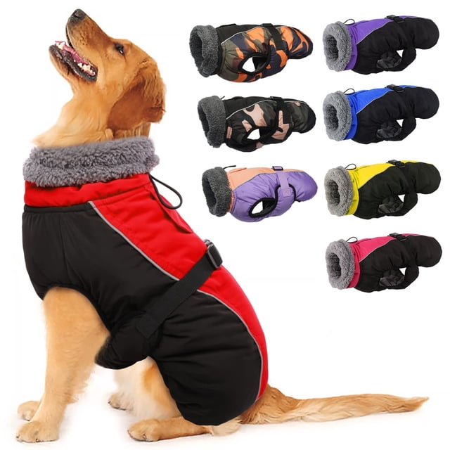 Abrigo para perros IECoII, extra cálido, reflectante, ajustable, para invierno, morado