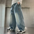 thumbnail image 2 of MEZZALL Boys Jeans Big Boys Casual Spring Overalls Boys Straight Leg Baggy Wide Leg Pants Cozy Dailywear 4-5 Years, 2 of 9