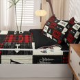 thumbnail image 4 of catabedysis Geometric Grid Camping Zipper Twin Comforter Sets with Fitted Sheet and 2 Pillowcases,Happy Camping Patchwork Print Zipper Bedding Set For Boys,Multicolor,Black Reversible,4-Piece, 4 of 7
