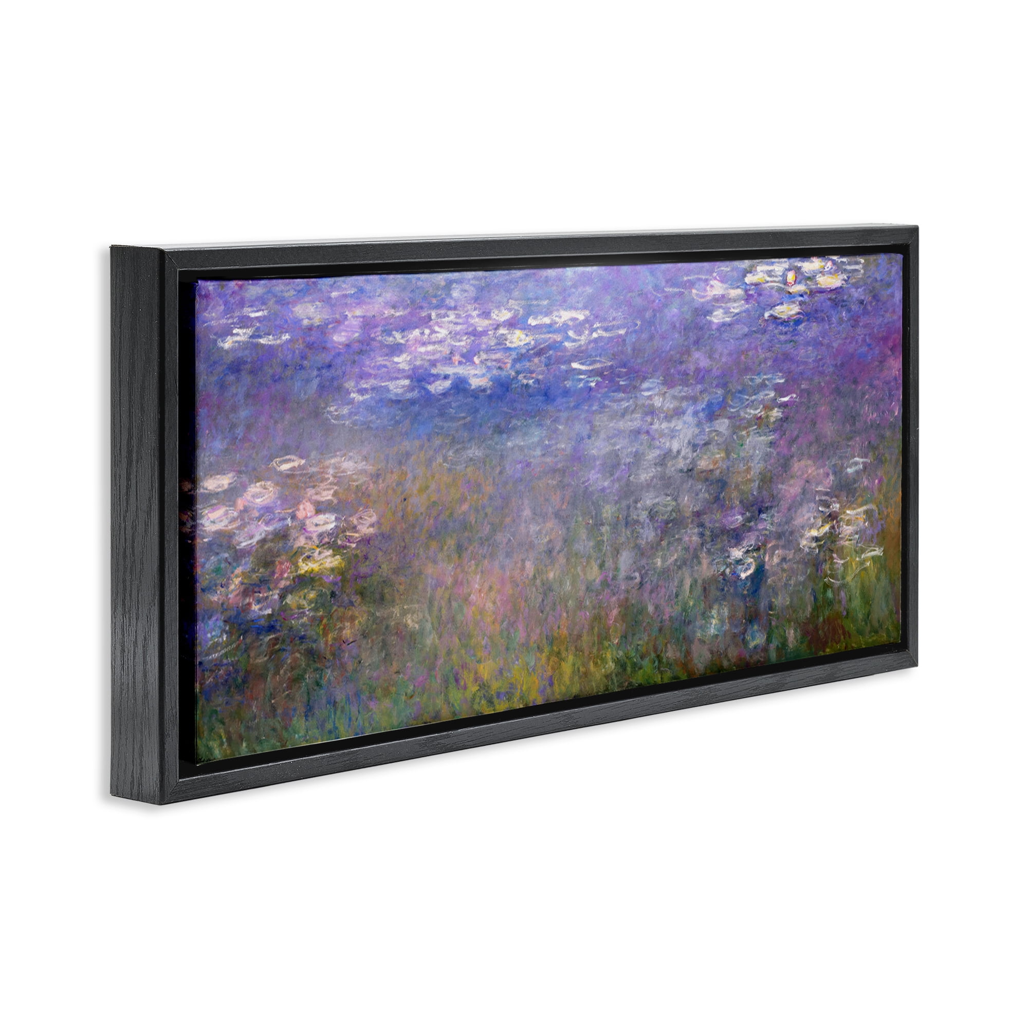 Stupell Industries Classic Monet Pond Lilies Landscape & Nature Painting Black Floater Framed Canvas Art Print Wall Art, 31 x 14