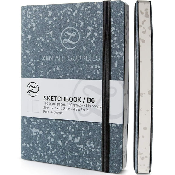Petit Carnet de Croquis B6 - Carnet de Dessin avec Papier Ivoire Épais 120 GSM Sans Acide, Carnet de Croquis d'Art Couverture Rigide Mignon avec Reliure Robuste - B6 Carnet de Croquis 5 x 7 Pouces en Matériaux Mixtes - ZenART